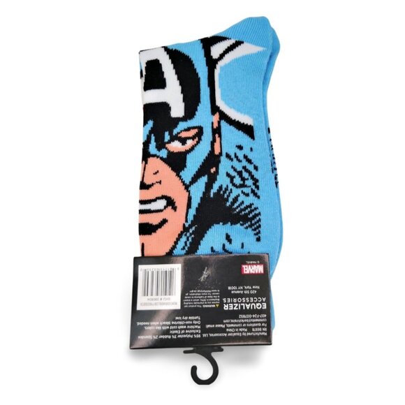 Legendary Marvel MCU Light Blue Captain America Adult Novelty Crew Socks YS1510 - Picture 2 of 3